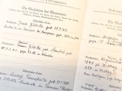 Page from a family register